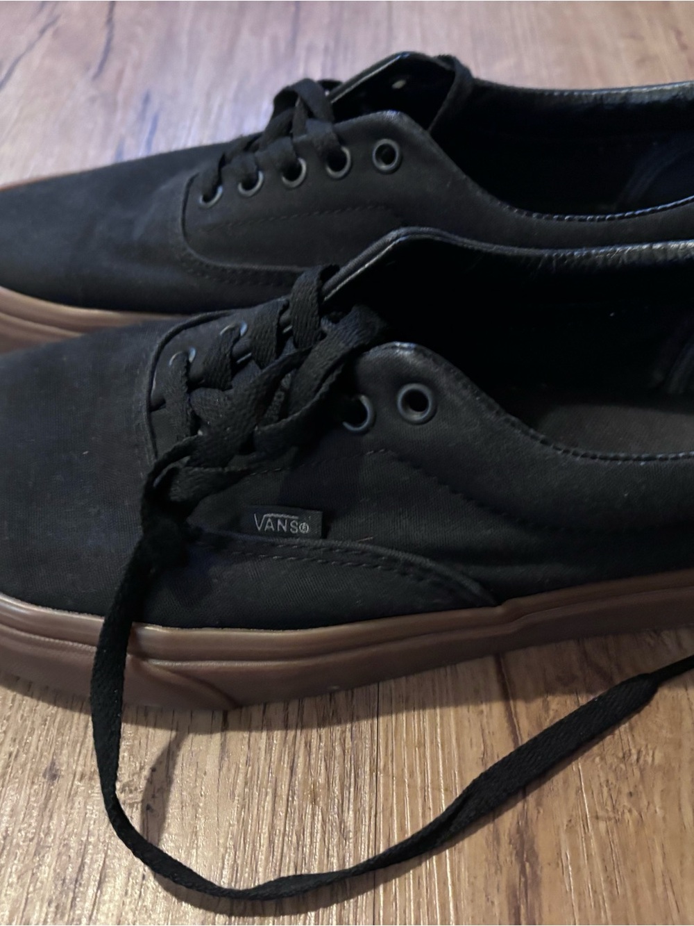 Vans Black Canvas Low-Top Sneakers with Brown Sole